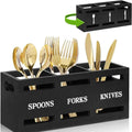 Wooden Utensil Holder Organizer, Rustic Cutlery Rack, Party Fork Knife Spoon Organizer, Farmhouse Kitchen Cutlery Organizer