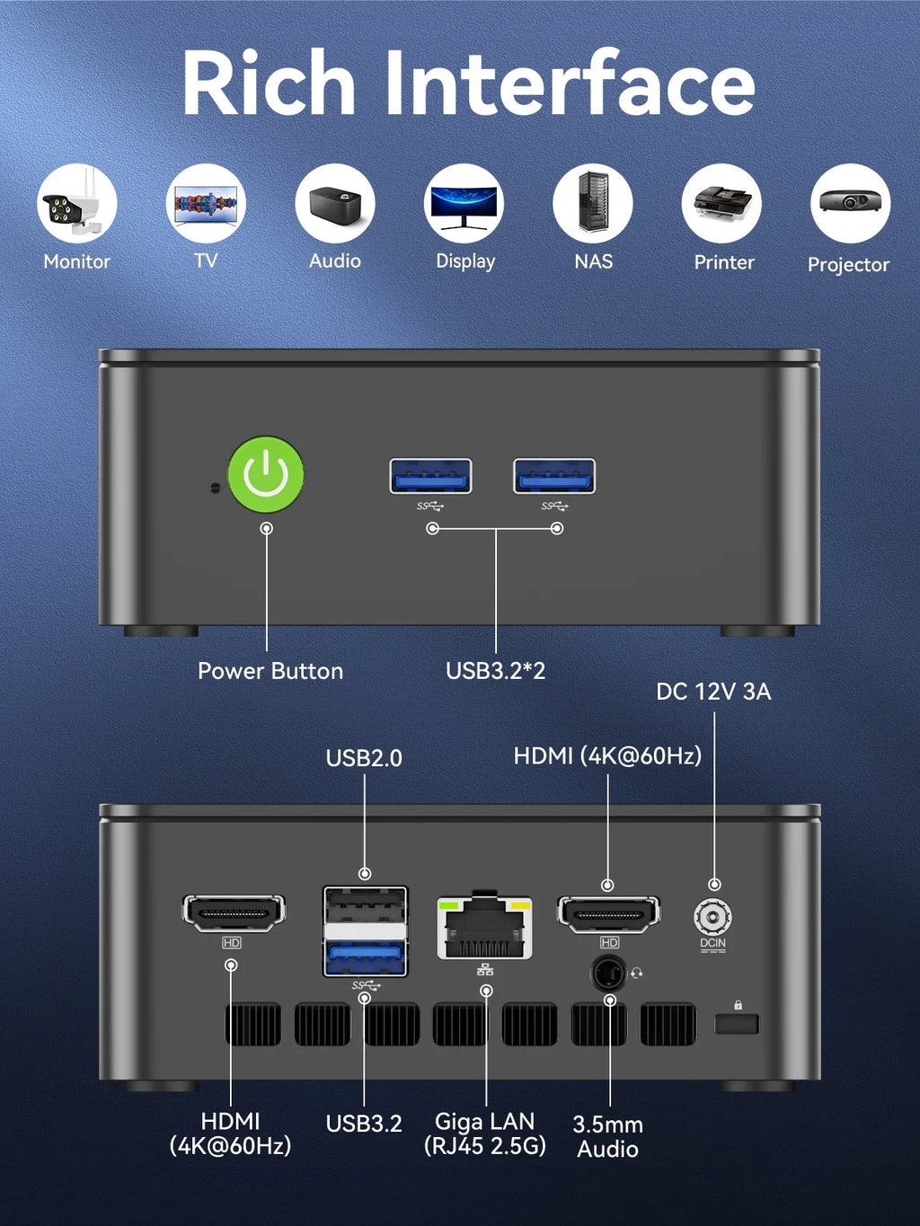 GMKtec NUCBOX G3S Mini PC Intel Alder Lake N95 Win11 Pro Mini PC 8GB DDR4 128/256GB PCIe M.2 SSD WiFi 5 BT5.0 Desktop Computer