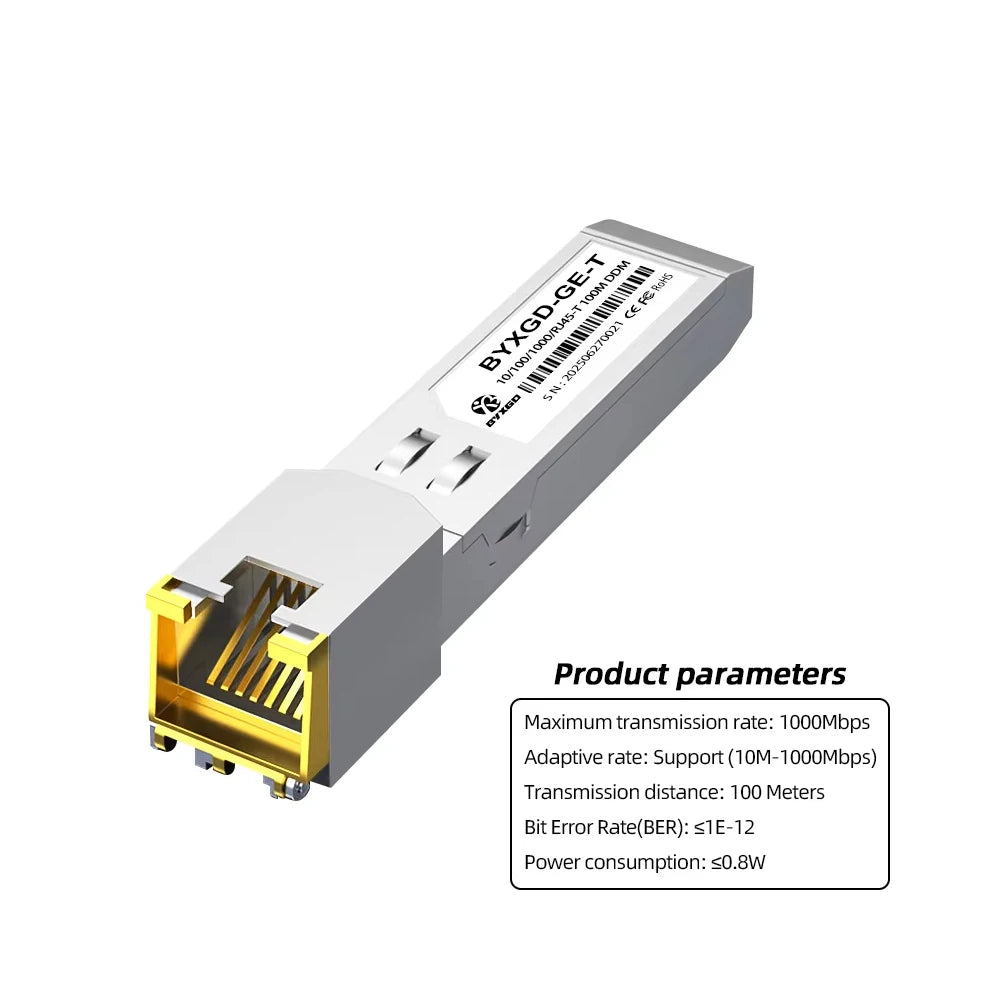 RJ45 SFP Module Adaptive Rate Plug and Play 1G / 10G  BASE-T SFP+ For Cisco/Ubiquiti/Dell, Copper SFP For Switch/Router/Server