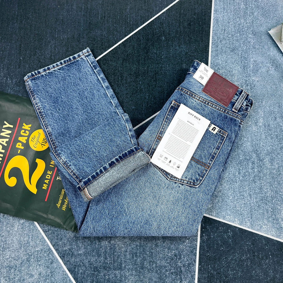 14oz Heavy loose straight jeans men's autumn American casual Japanese trousers