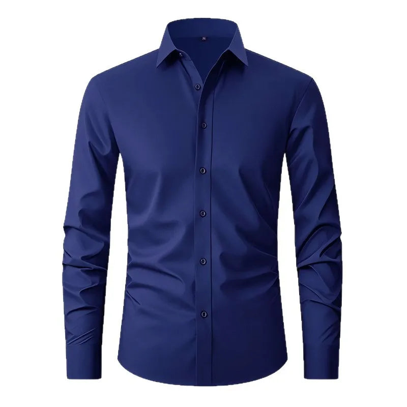 Men's Four-sided Elastic Solid Color Non-iron Shirt Anti-wrinkle Business Shirt