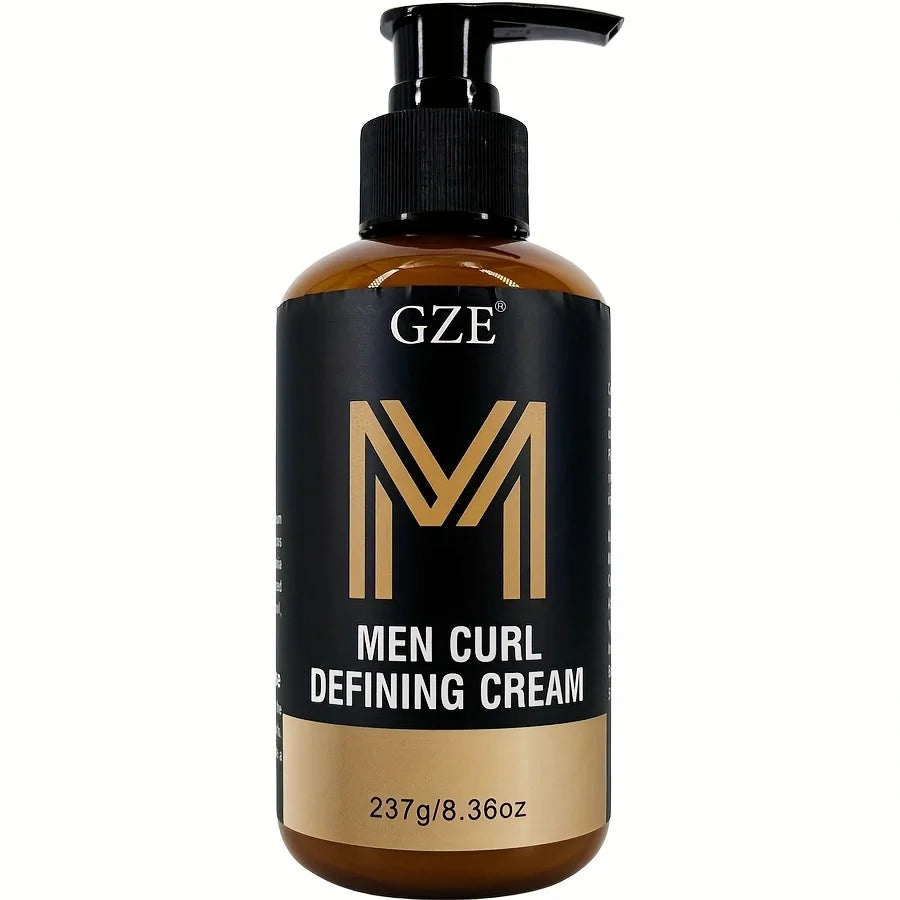 GZE Men Curl Defining Cream - Defined Bouncy Cue Curls Waves - Enhances Curl Definition and Hydrates Hair Frizz RLS and Frizz