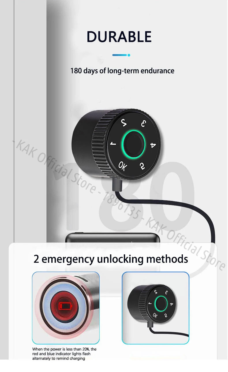 KAK Tuya APP Fingerprint Cylinder Smart Door Lock Electronic Digital Password Code Lock Keyless Remote Control Lock Hardware