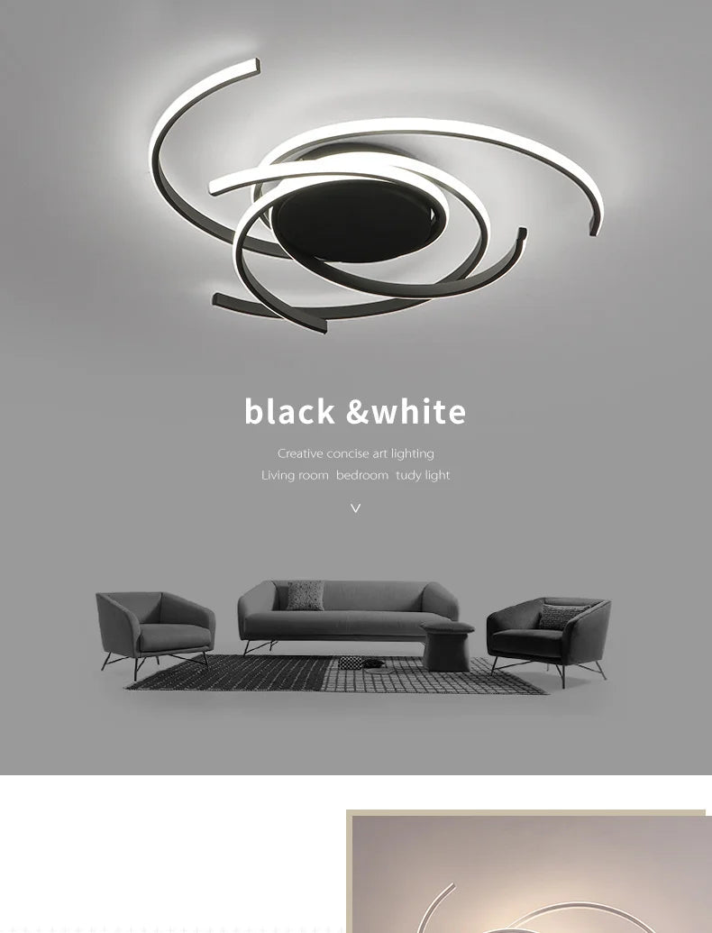 Modern LED Ceiling Lights Lighting For Living Study Room Bedroom Ceiling Lamp Indoor Lighting Home Decoration Lights White/Black