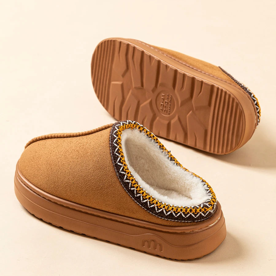 Fashion Women's Slippers Winter Outdoor Indoor Warm Fur Cotton Breathable Anti-slip Comfortable Men Boots Flat Shoes Couple