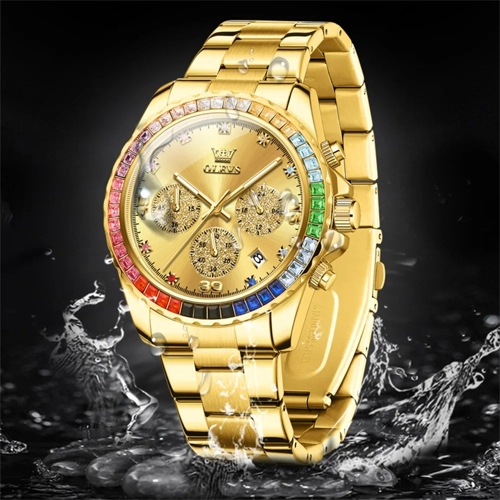OLEVS 2939 Watches For Man Original Brand Multifunctional Quartz Watch Waterproof Luminous Stainless Steel Men Watches Reloj
