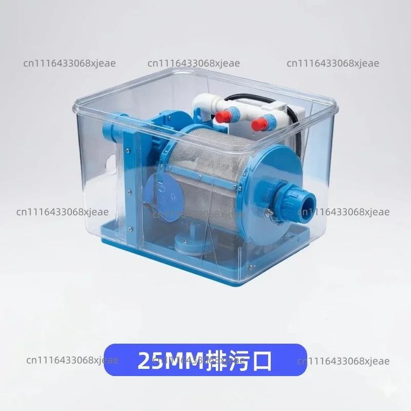 110-220V Automatic Backwash Filter, Rotary Drum Microfilter For Fish Ponds & Aquariums, 200 Mesh Stainless Steel Screen