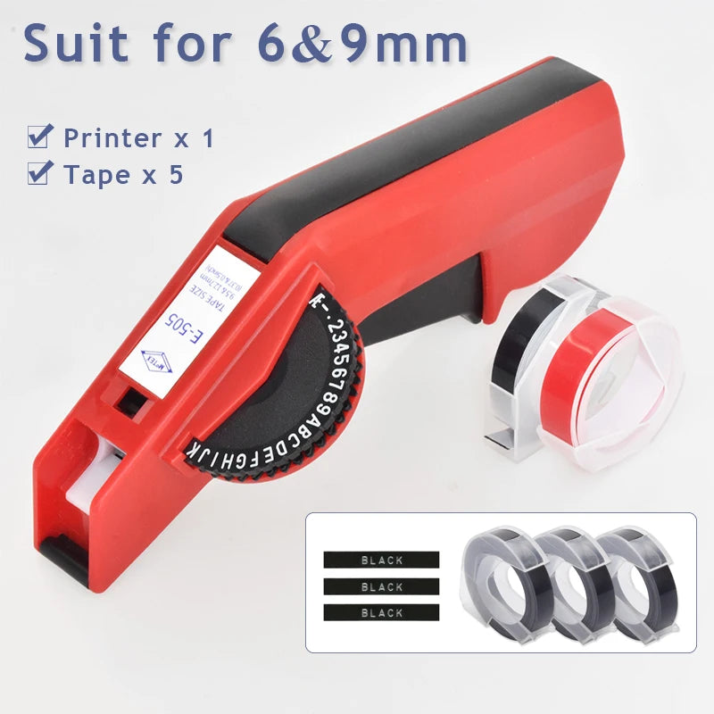 Original Motex E5500 E-505 Manual Label Maker e-5500 Suit For 6/9mm DYMO 3D Embossed Tape Can Replace 1610 12965 1880