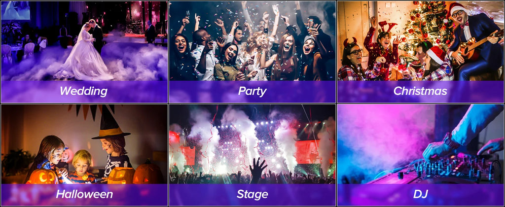 Datewink 500W RGB LED Smoke Fog Machine Fogger Ejector Stage Lighting Effect Remote Control For Wedding DJ Disco Party Club Bar