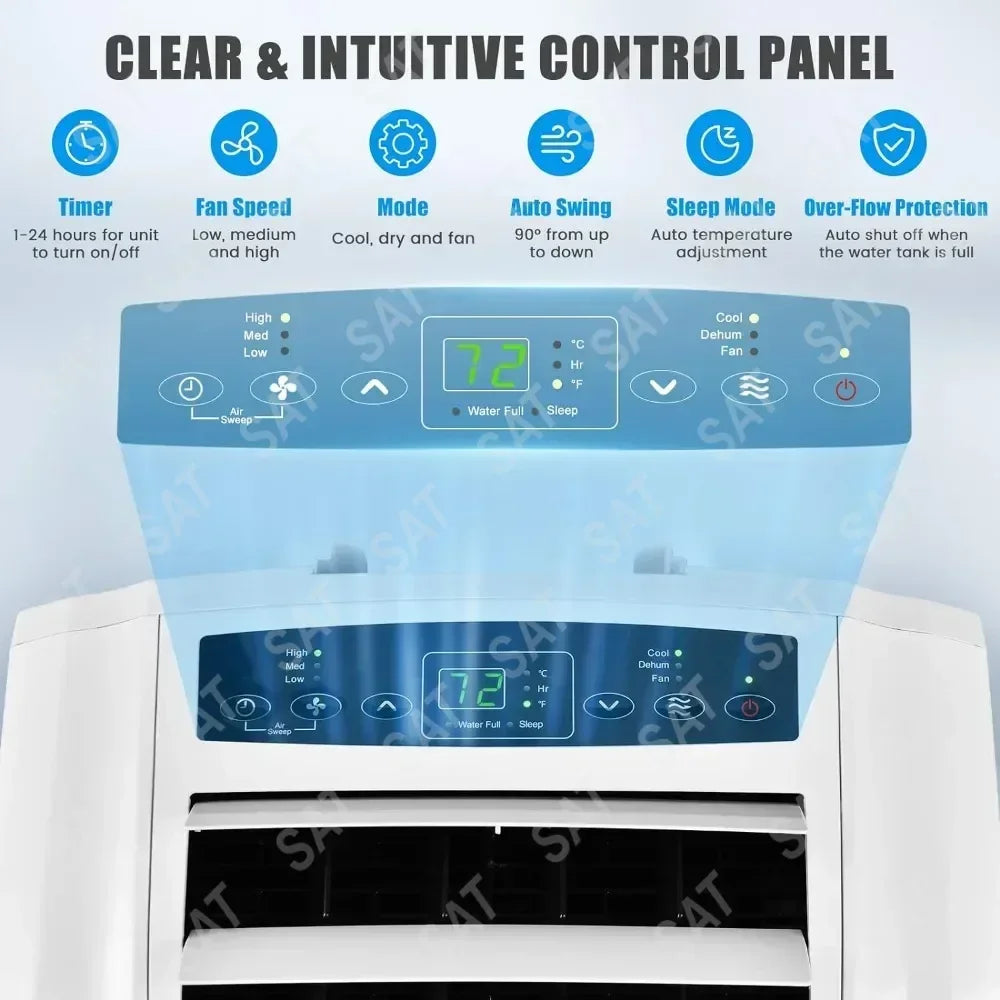 2026=Portable Air Conditioner, With Dual Hose, Remote Control. With Dehumidifier, Fan, Sleep Mode, Window Installation Kit