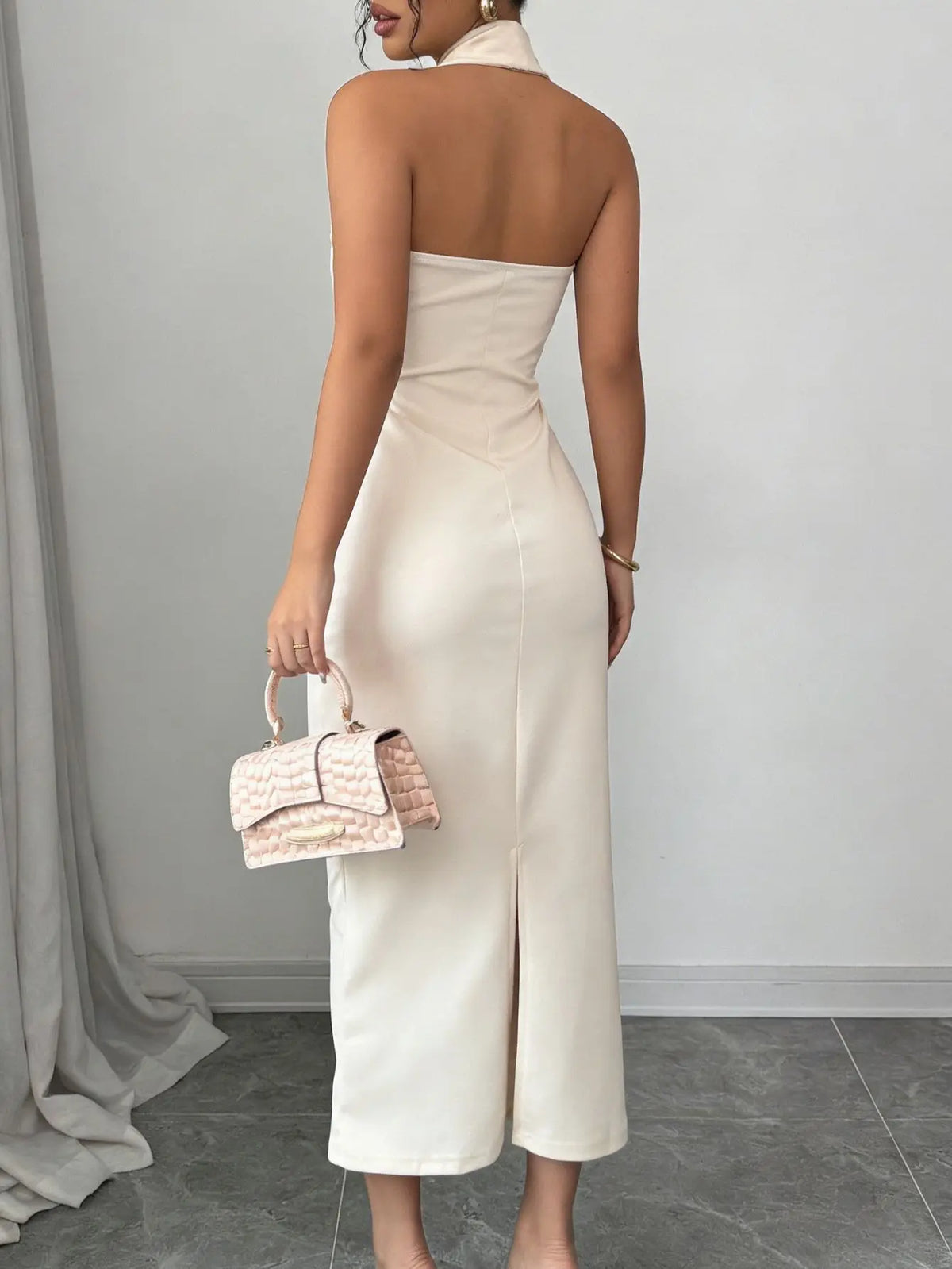 Fashion Vintage Halter Bandage Long Dress Striped Slim Elastic Bodycon Evening Dress Party Celebrity Vestidos Neck Hanging Dress