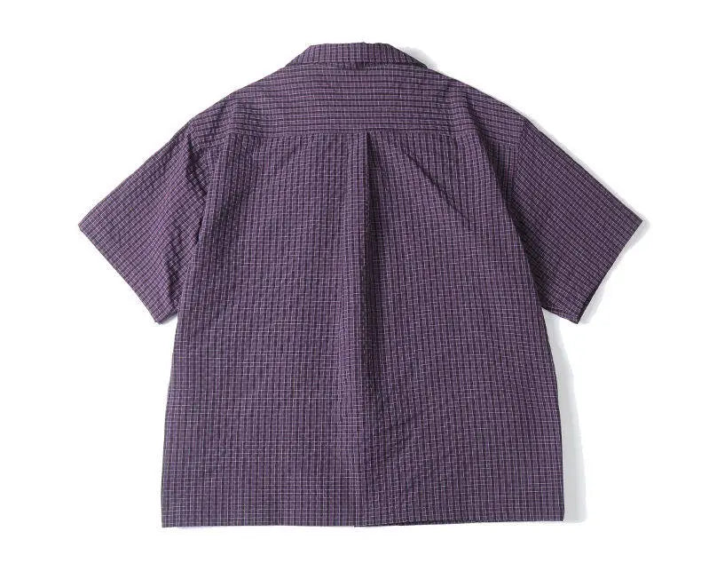 Summer Outdoor Shirt Men Short Sleeve Summer Streetwear Cleanfit Fashion Loose Casual Oversize Plaid Blouse Hawaiian Shirts
