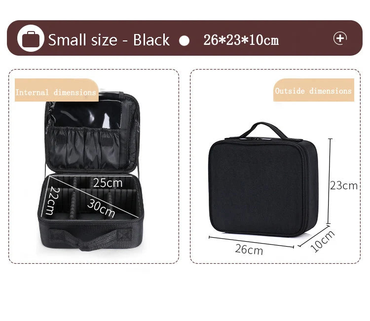 Large Capacity Makeup Case - 3 Sizes Cosmetic Organizer Brush Bag Barber Train Case for Makeup Artists Hair Cutter Sets