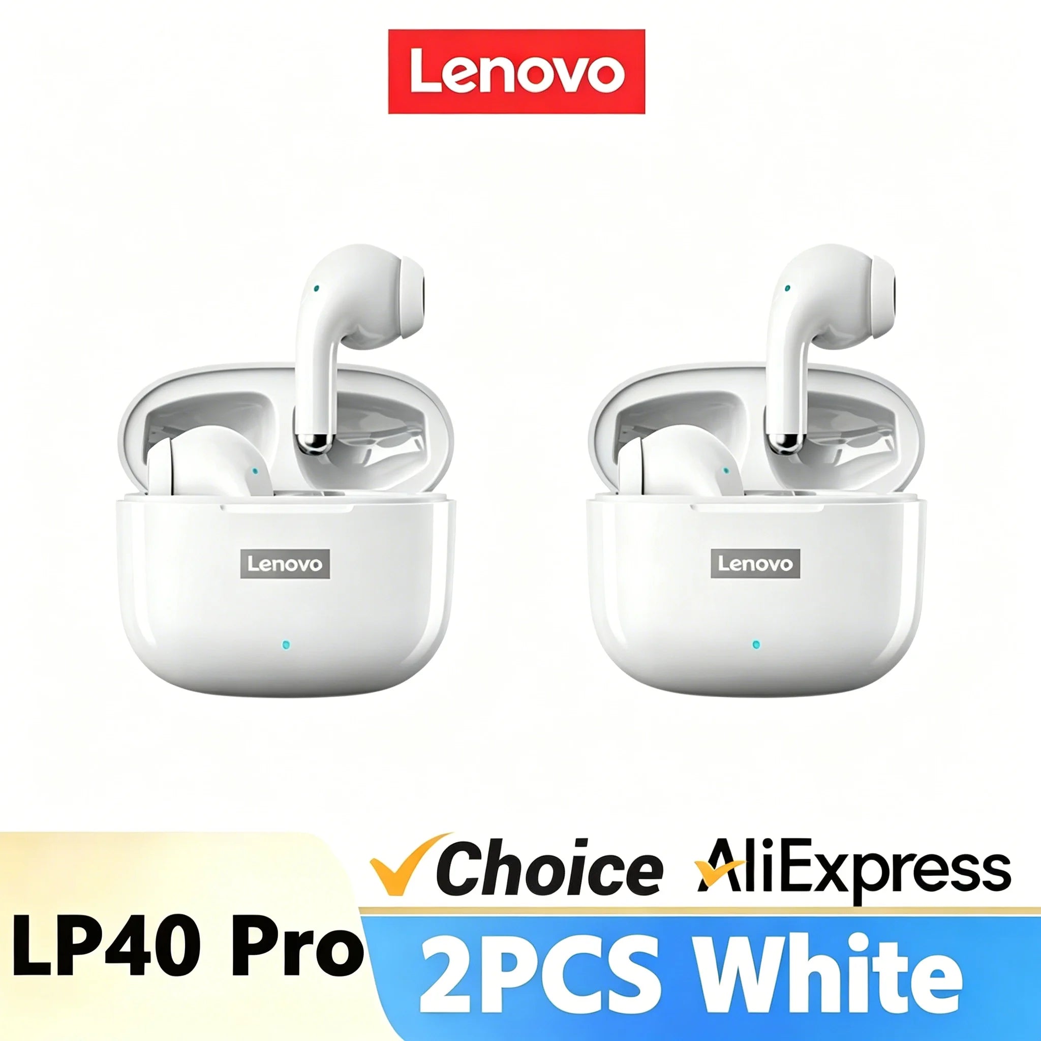 Lenovo LP40pro TWS Wireless Earbuds Bluetooth 5.3 HiFi Stereo Noise Reduction Sports Gaming Headphones for Running Travel Office