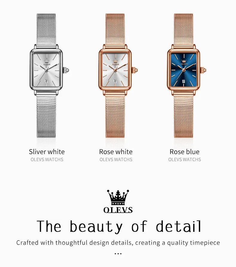 OLEVS Ultra Thin 8mm Women's Watches With Gift Box Fashion Elegant Rose Gold Mesh Steel Strap Luxury Quartz Watch for Woman 3692