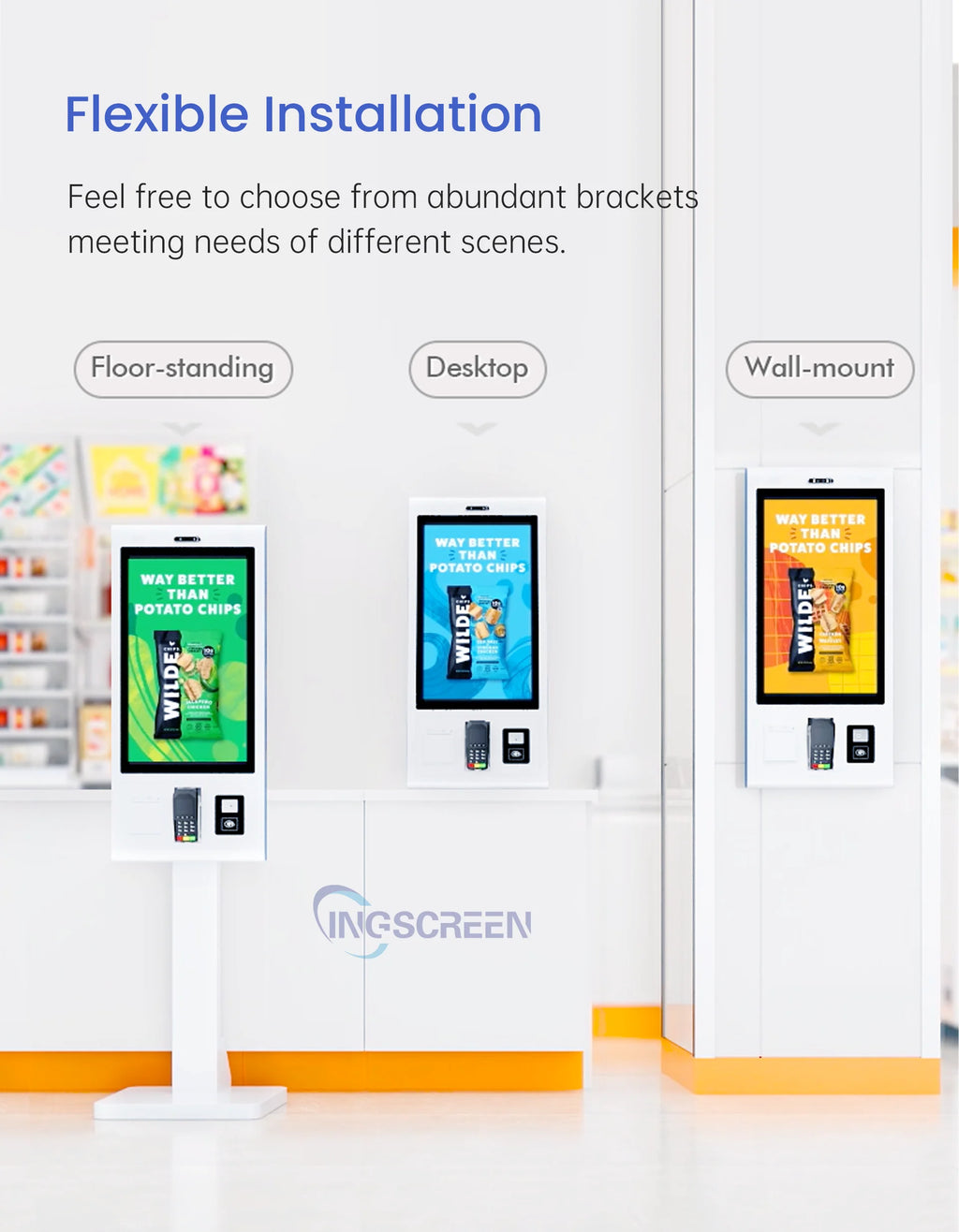 INGSCREEN Interactive Self Service Payment Kiosk Automatic Touch Screen Kiosk Self Ordering Machine for Restaurant