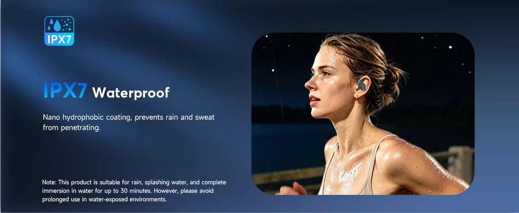 Bluetooth V6.1 Earphones True Wireless Headphones with Mic Button Control Noise Reduction Earhooks Waterproof Headset for Sports