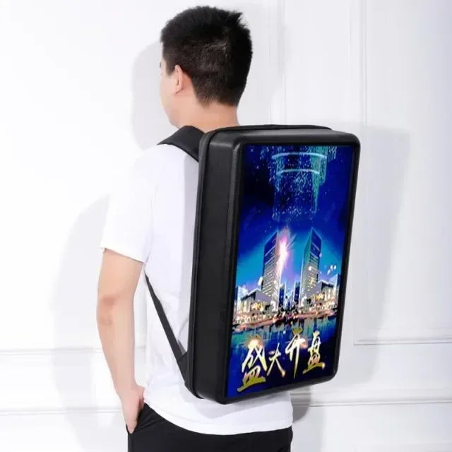 21.5 inch LCD high definition screen intelligent outdoor mobile portable waterproof, backpack advertising machine
