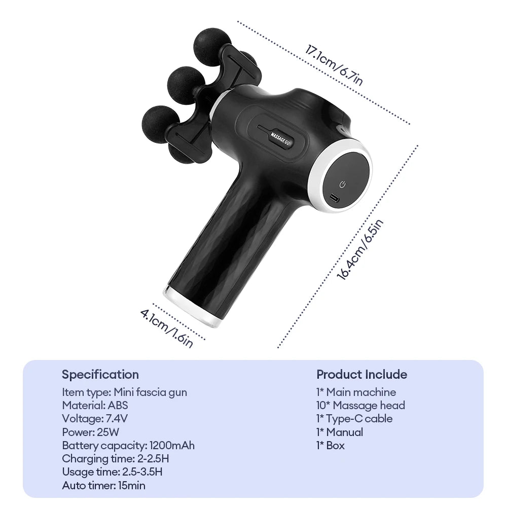 Professional Fascia Gun Mini Deep Tissue Massage Gun Wireless 38 Speed Level Electric Percussion Massager Body Muscle Relaxation