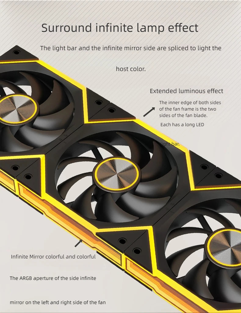 Guangchi V2 building block fan, 120mm case fan,12025 water-cooled fan, 5V ARGB light-emitting fan, convenient for combination.