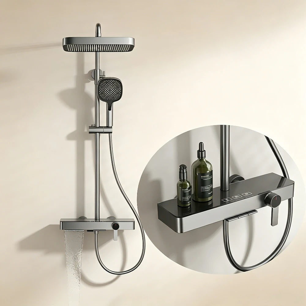 3-way Rainlfall Showers System Set Wall Mounted Bathroom Shower Faucet Set Brass Shower Mixer Crane with Hand Shower Set
