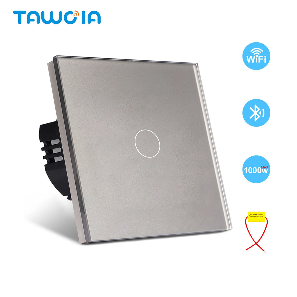 TAWOIA Wifi Touch Light Switches 1/2/3/4Gang Smart Wall Switch Tuya Smart Life Alexa Voice Control With Capacitor L/N1000W