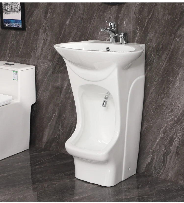 Modern Ceramic Pedestal Sink Wudu Basin Muslim Oval Wash Basin with Glossy Finish and Easy Clean Feature for Bathroom