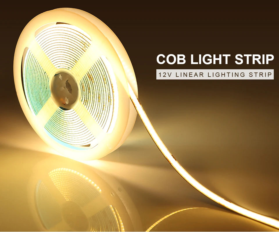DC12V DuPont LED Light Cob Strips 1m -5m with 2M Cable Wire Under Cabinet Light for Centralized Control Lamp Kitchen Lighting