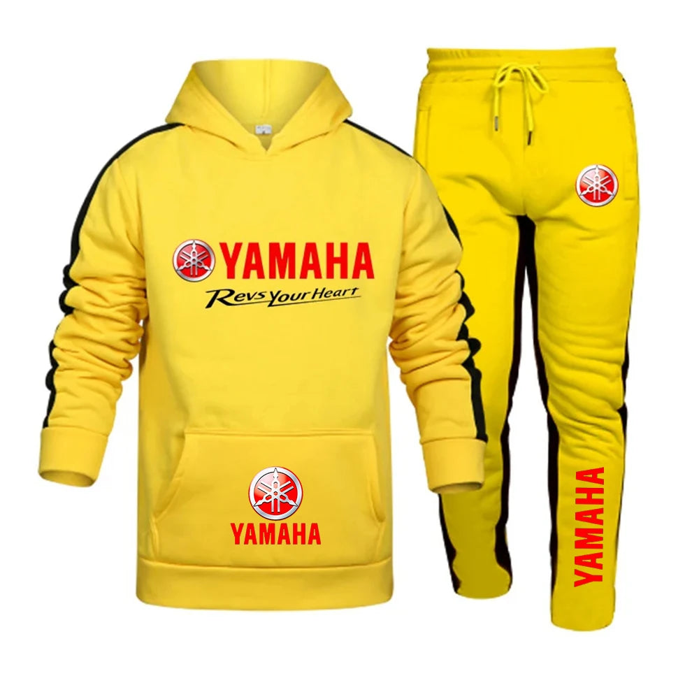 Fashionable and trendy men's Yamaha logo sports suit hooded sweatshirt sports pants autumn and winter daily casual sports joggin