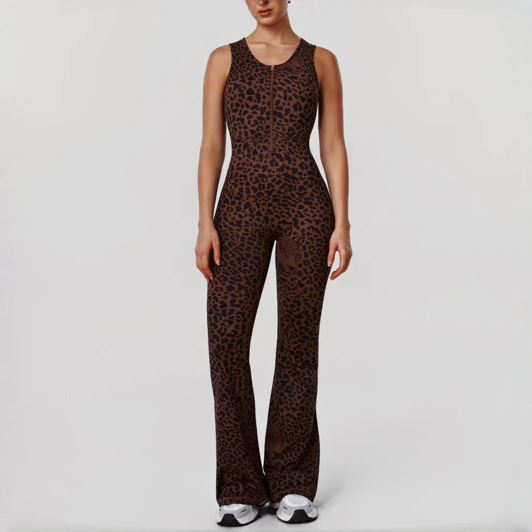 Women's Leopard Print One-Piece Yoga Jumpsuit Hip Lift Backless Sexy Fashion Sports Running casual Workout Gym Fitness Jumpsuit