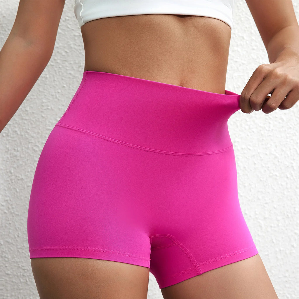 Solid Color Tight Compression Sport Short High Waist Yoga Ultrashort Legging Training Soft Women Gym Athletic Tight Squat Proof