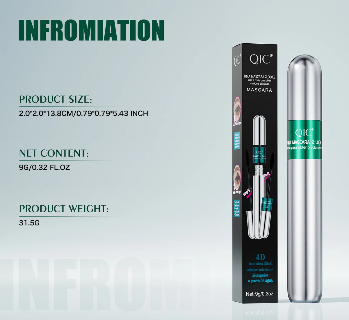 4D Black Mascara Thickening Lengthening Curling Waterproof Sweatproof Mascara For Beginners