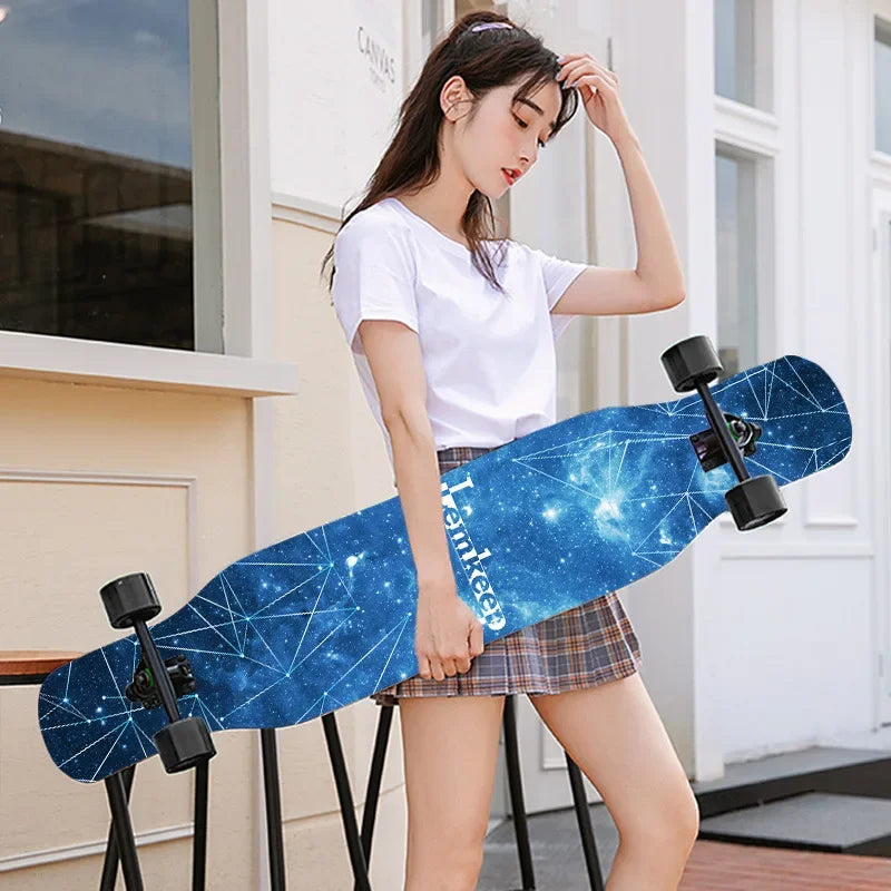 Longboard Beginner Boys and Girls Adult Professional Double Dancing Board 44in Teen Maple Quad