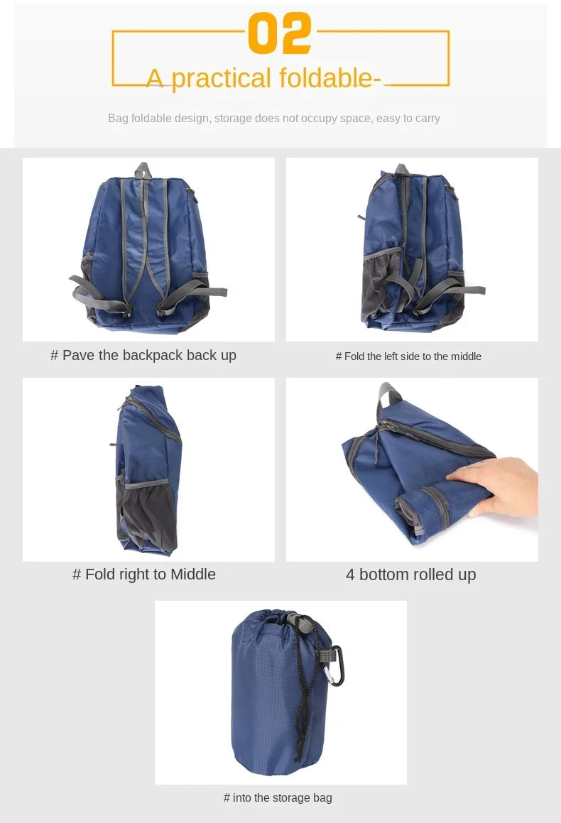 Large Capacity Sport Mountaineering Backpack - Lightweight Foldable Waterproof Outdoor Travel Bag for Sports