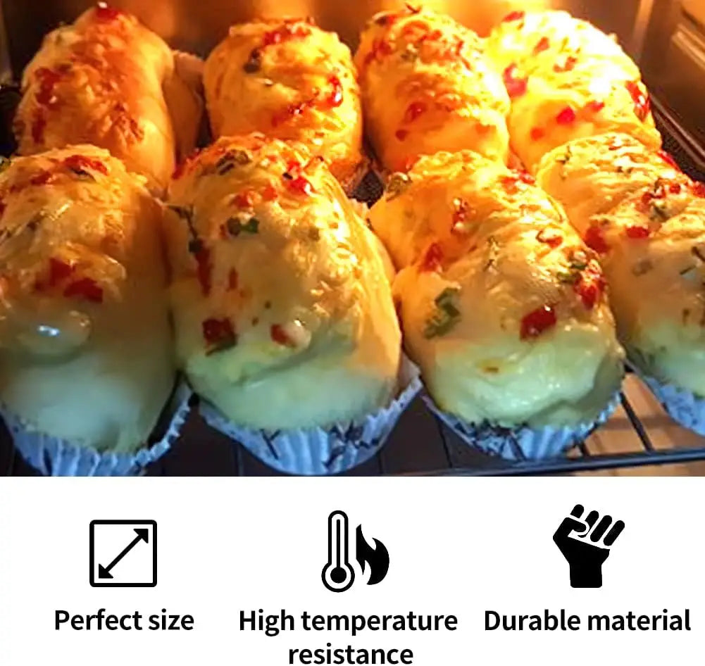 100Pcs Cupcake Liners Greaseproof Baking Cups, Non-Stick Paper Baking Cups, Oval Cake Paper Mufin Liners for Muffins, Cupcakes
