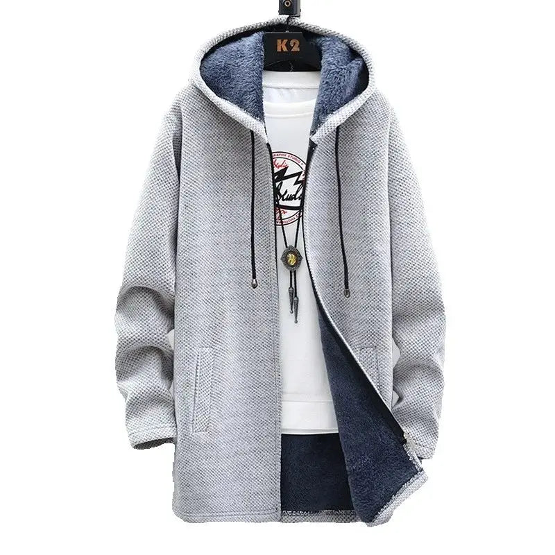 Winter Fleece Cardigan Men Thick Hooded Sweaters Coats Mens Warm Knitted Sweater Jackets Causal Hoodie Cardigan Mens Clothing