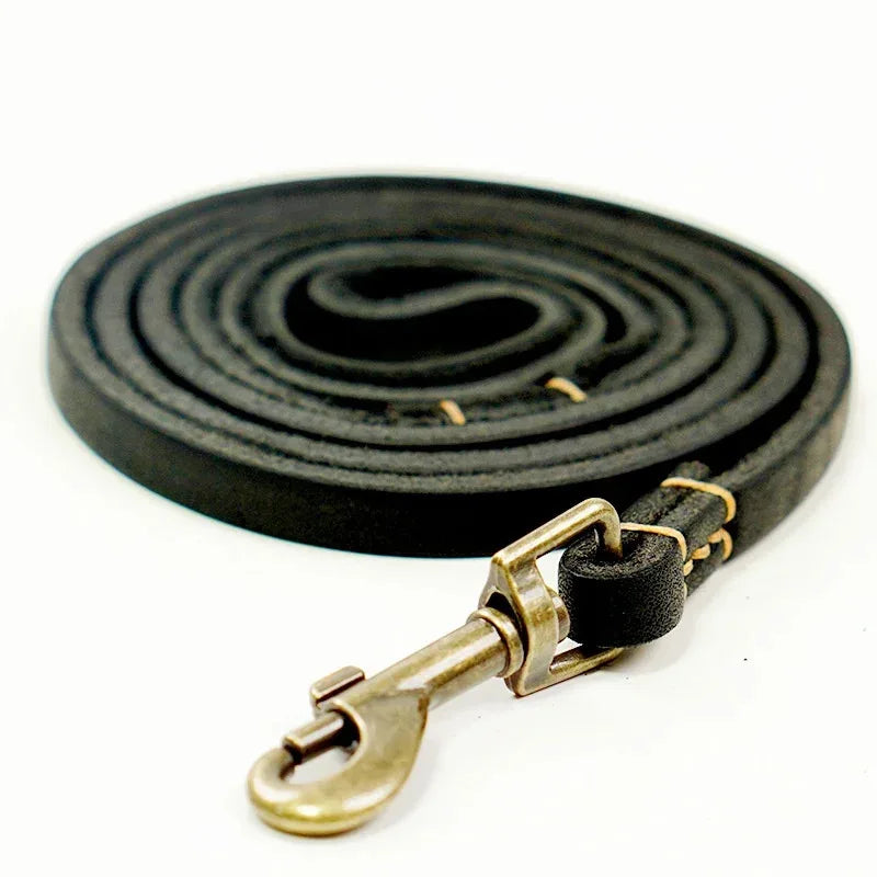 2025 New Top Grain Leather Dog Leash Genuine Cowhide Traction Rope Durable Pet Tether for Small to Medium Sized Pets