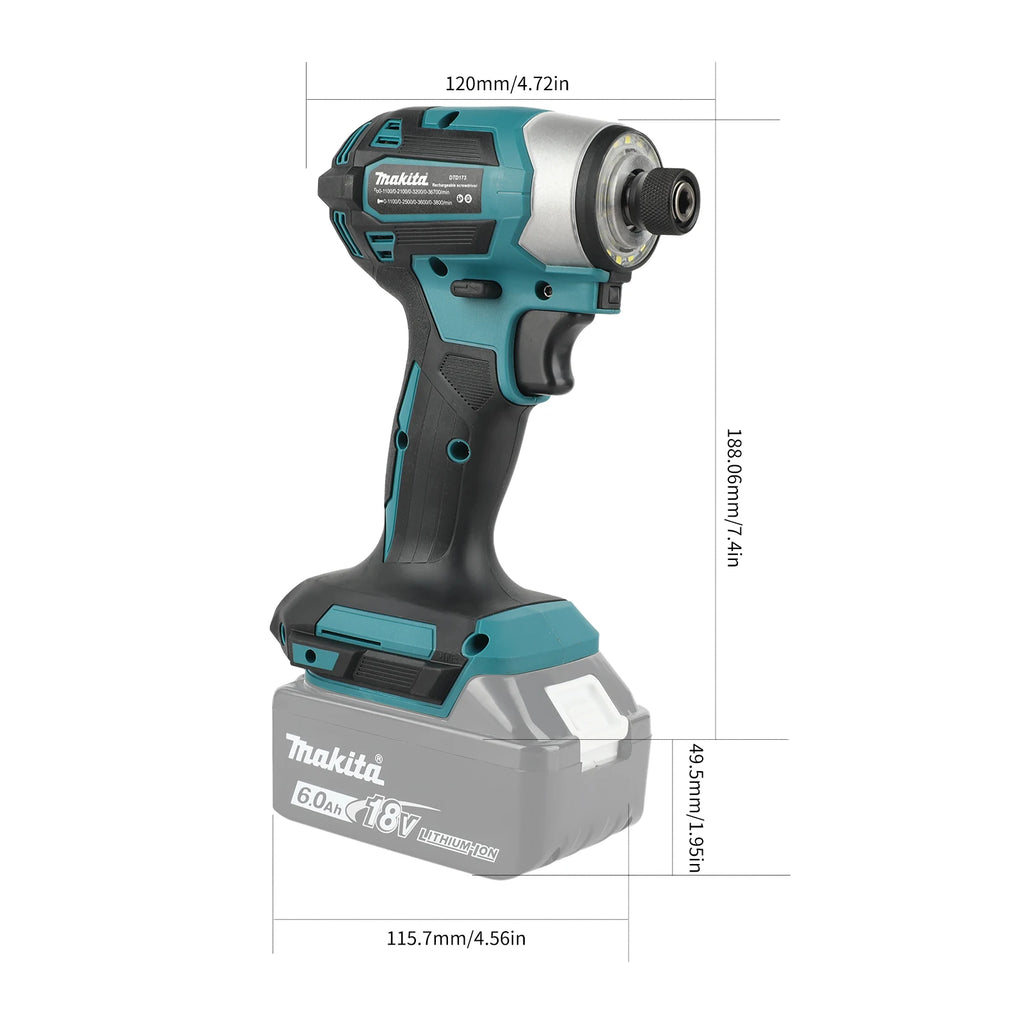 Makita 18V DTD173 Blue Brushless Drill Power Tool for Home Improvement and DIY 180Nm Electric Wood/Bolt/T-Mode