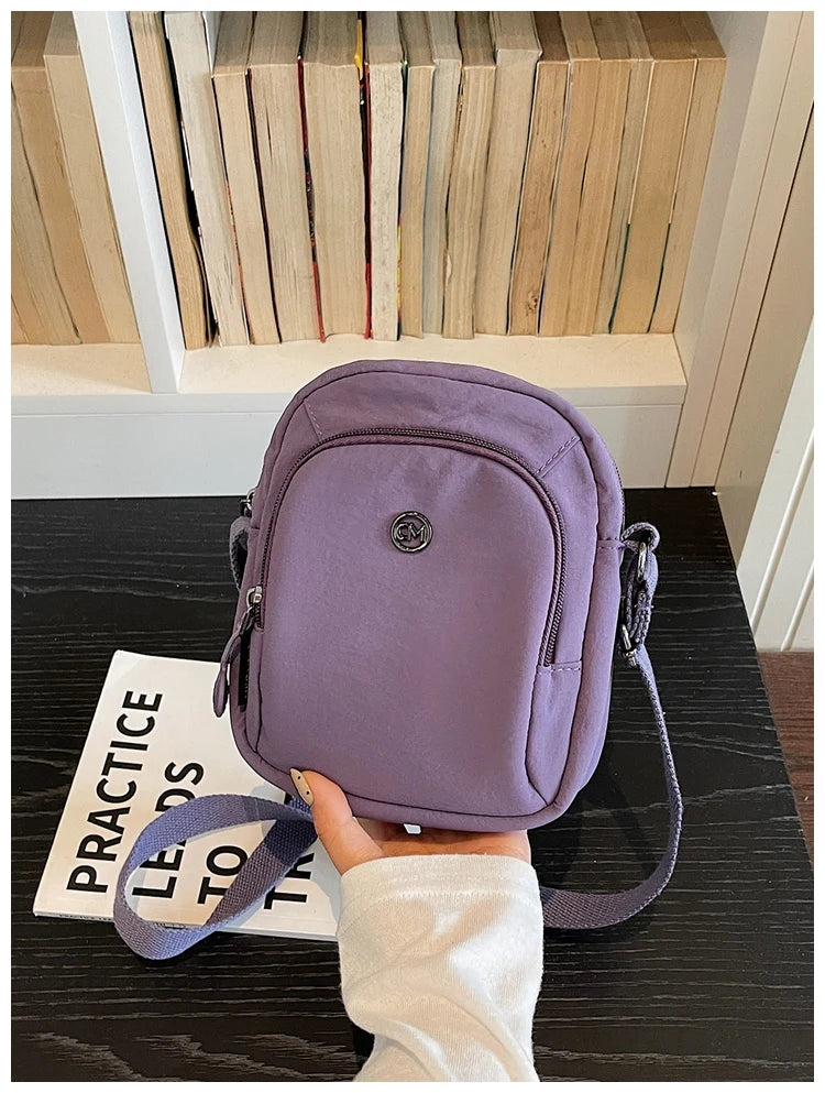 Waterproof Nylon Mobile Phone Bag Portable  Three-Layer Coin Purse Crossbody Bag for Youth Casual Simple Style Functional...
