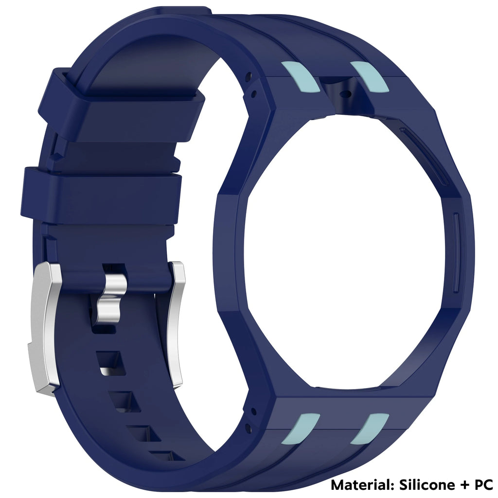 2 IN 1 PC Mod Kit Case Frame +Strap for Swatch AP Royal Pop Modification Integrated Silicone Matte Cover Bumper Band Accessories