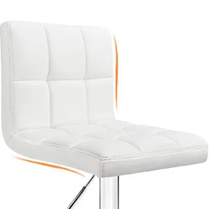 Furmax Set of 2 Modern PU Leather Swivel Adjustable Hydraulic Bar Stools White