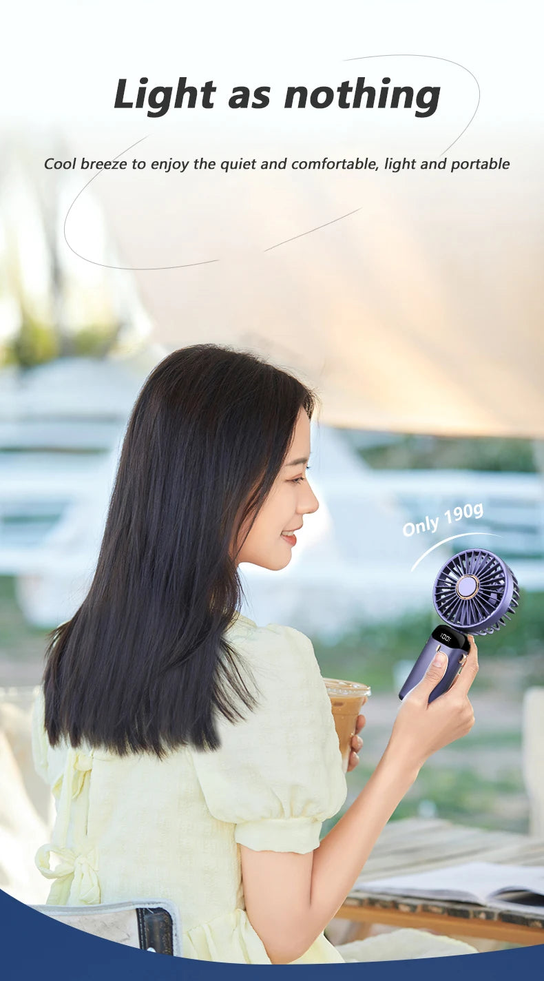 New Portable Hand-Held Fan Office Desktop Multifunctional Folding Double-Headed Small Electric Fan With A Neck Lanyard