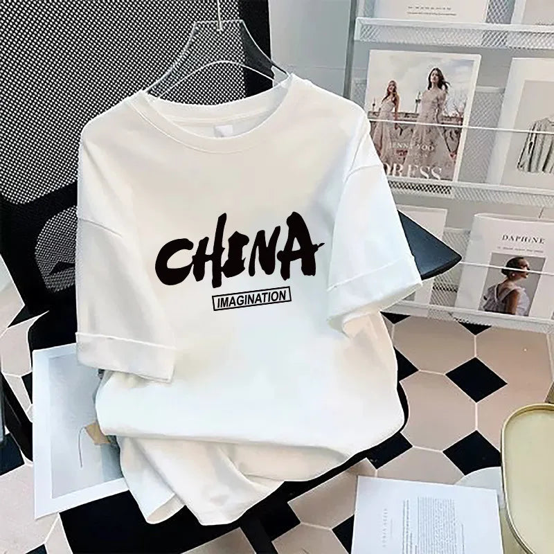 Loose Cotton Short Sleeve T-Shirt plus Size Men's Style Summer Top Comfortable Breathable Bottoming Shirt for plus Size Women