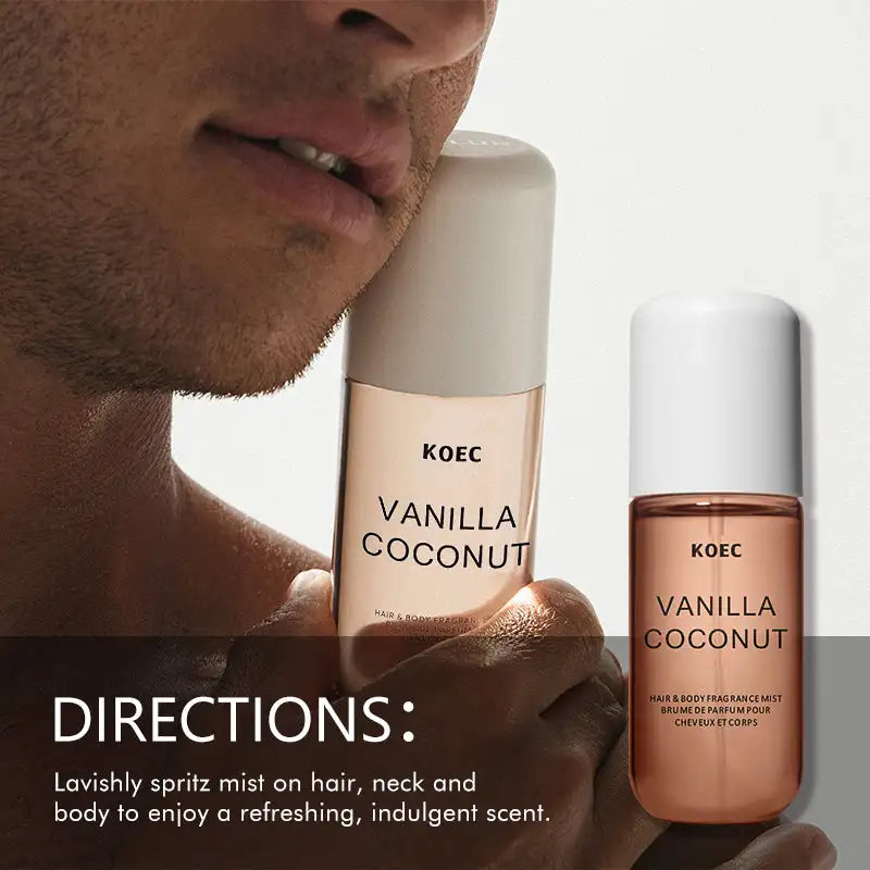 KOEC Vanilla & Coconut Fragrance Mist Perfume Refreshing Moisturizing Triple Notes Plant Fragrances Propylene Glycol