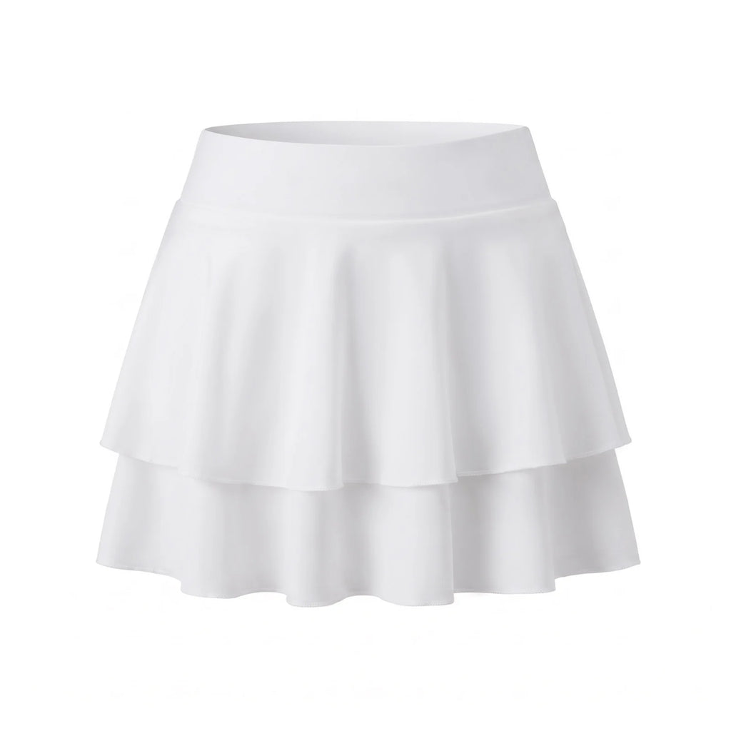Women's Summer Mini Skirt Solid Color Double Layered Ruffle A-Line Skirts for Daily Casual Club Sexy