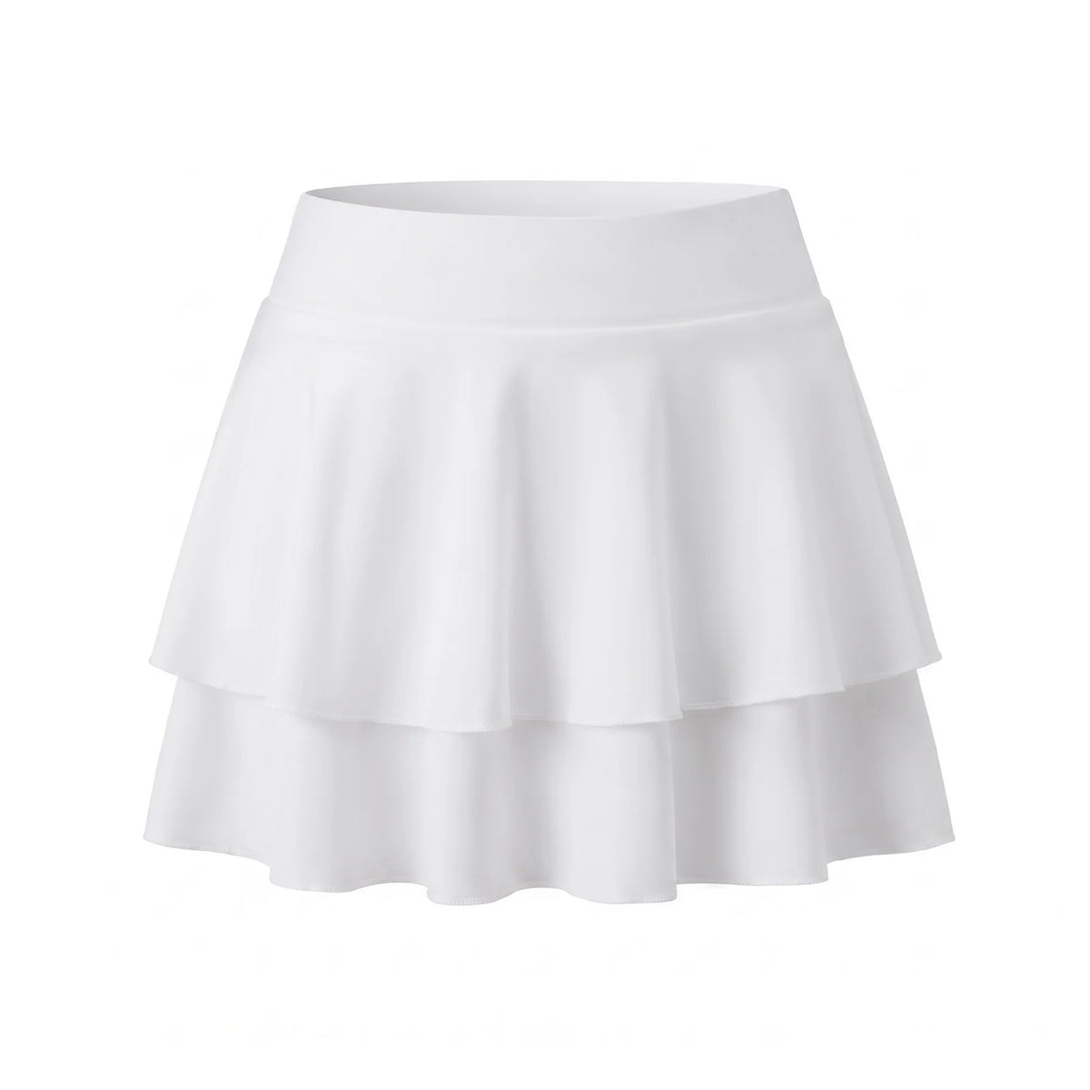 Women's Summer Mini Skirt Solid Color Double Layered Ruffle A-Line Skirts for Daily Casual Club Sexy