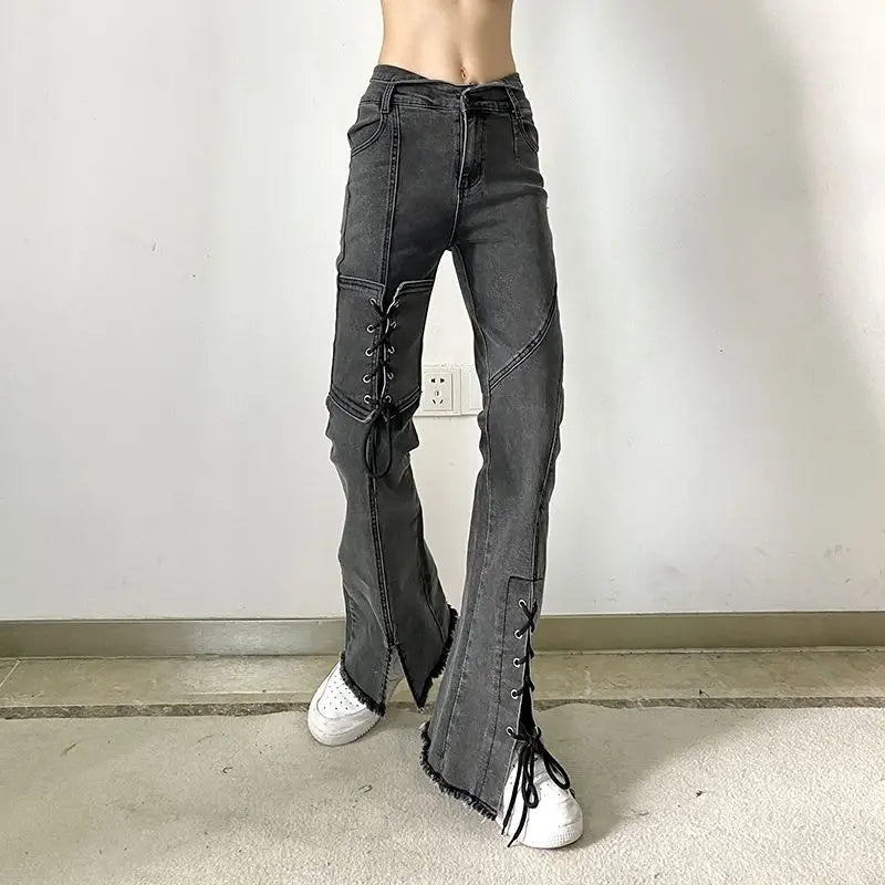Denim Jeans Pants for Women Korean Trend High Waist Long Flare Leggings Skinny Fashion Women's Bell Bottom Jeans Split Vintage