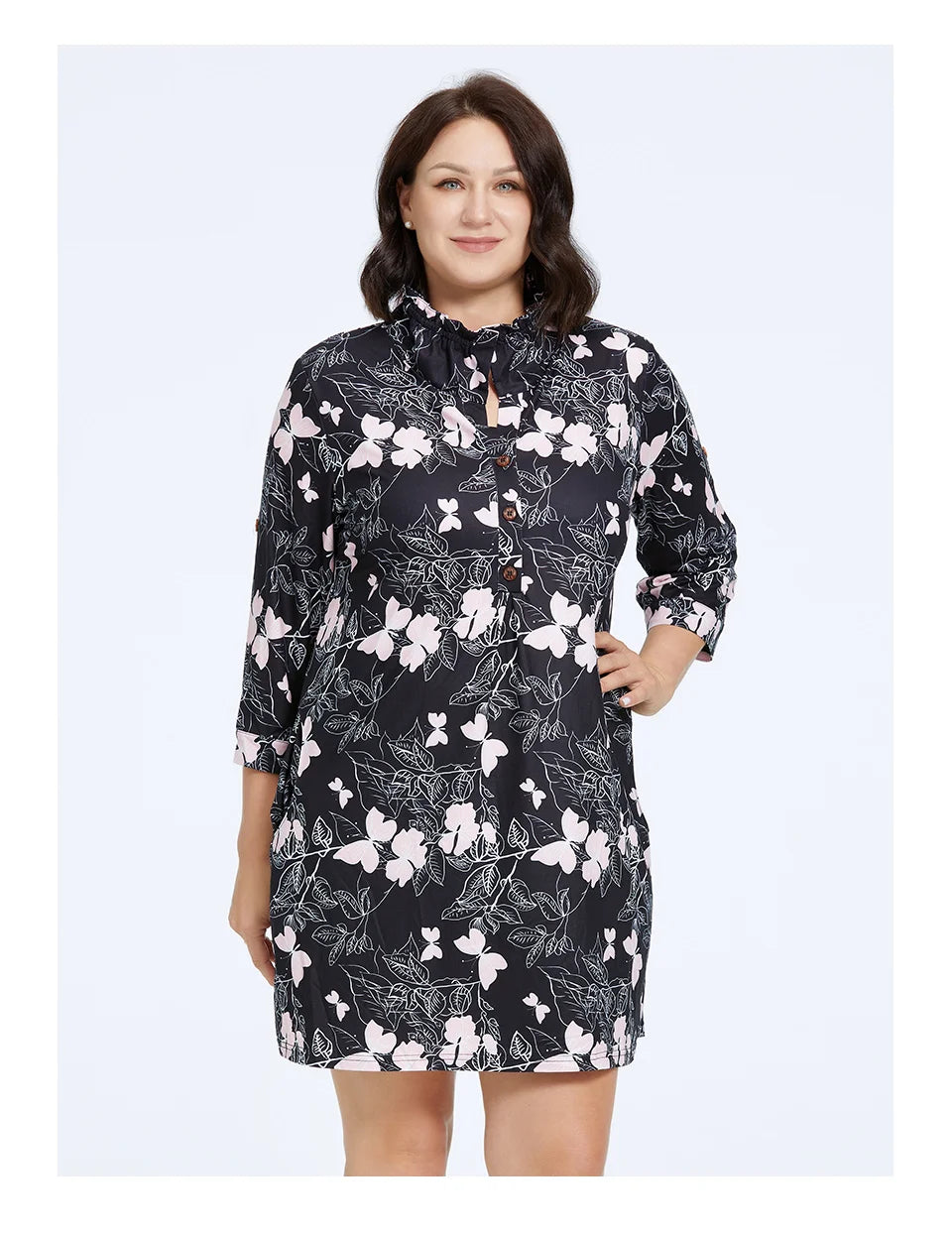 Astrid Women's Dresses 2023 New Long Sleeves Plus Size Floral Print Elegant Dress Stand-Up Collar Party Dresses Daily Office