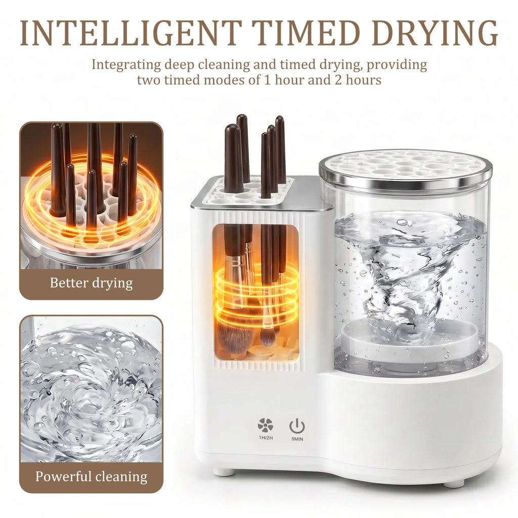 3 IN 1 Electric Makeup Brush Cleaner Machine Makeup Brush Automatic Cleaner Dryer Tool for All Size Beauty Brushes Fast Drying