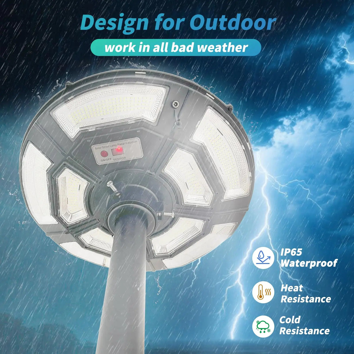 750 LED Solar Lamp Post Light， with 78" Tall Pole, Removable, Dusk to Dawn Motion Sensor 4000W Outdoor Solar Street Lights